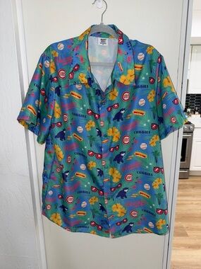 BDA Chicago Cubs MLB Jim Beam Hawaiian Button Down Shirt | XL